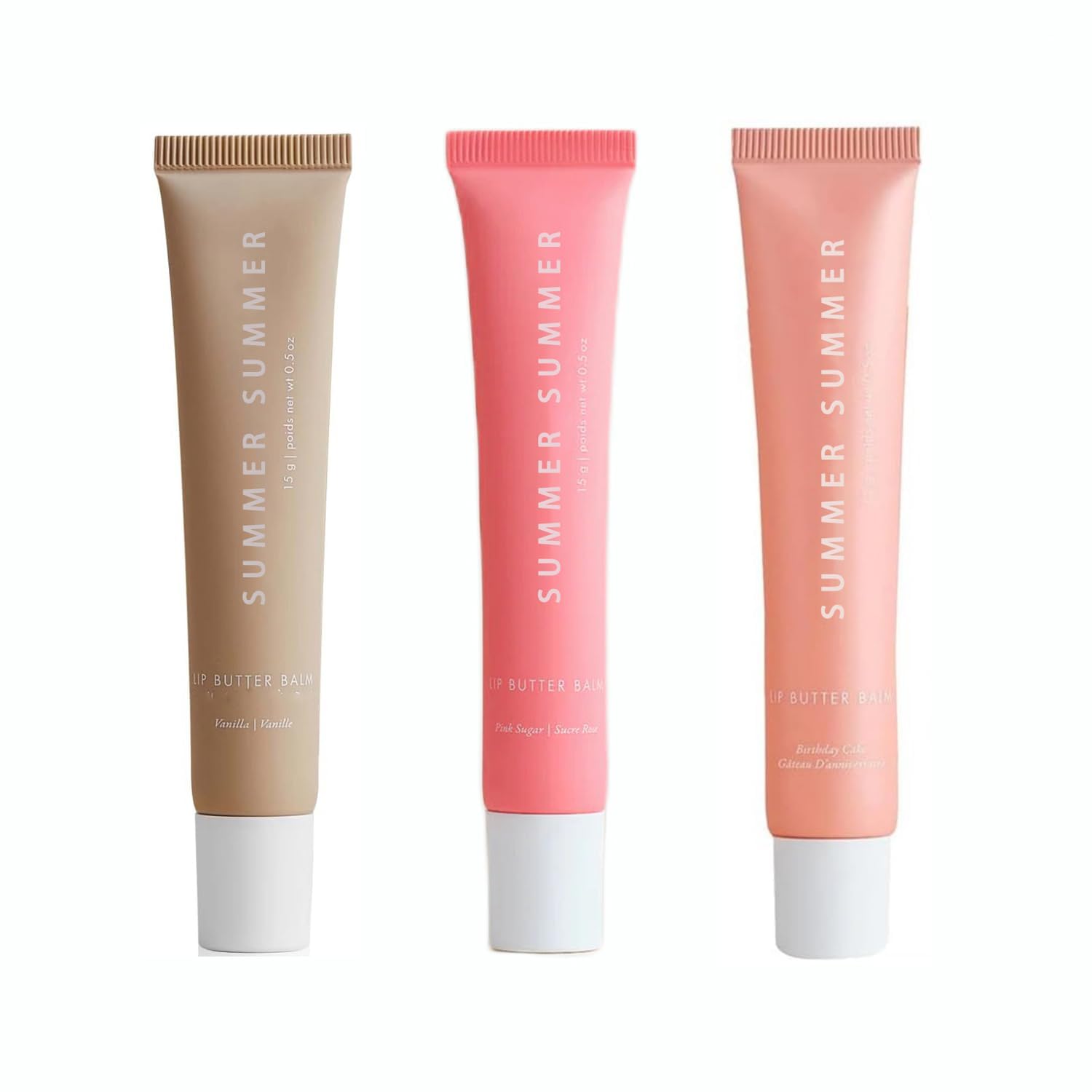 3 PackSummer Lip Balm Daily Conditioning Tinted Soothing Pink Sugar and Birthday Cake Vanilla